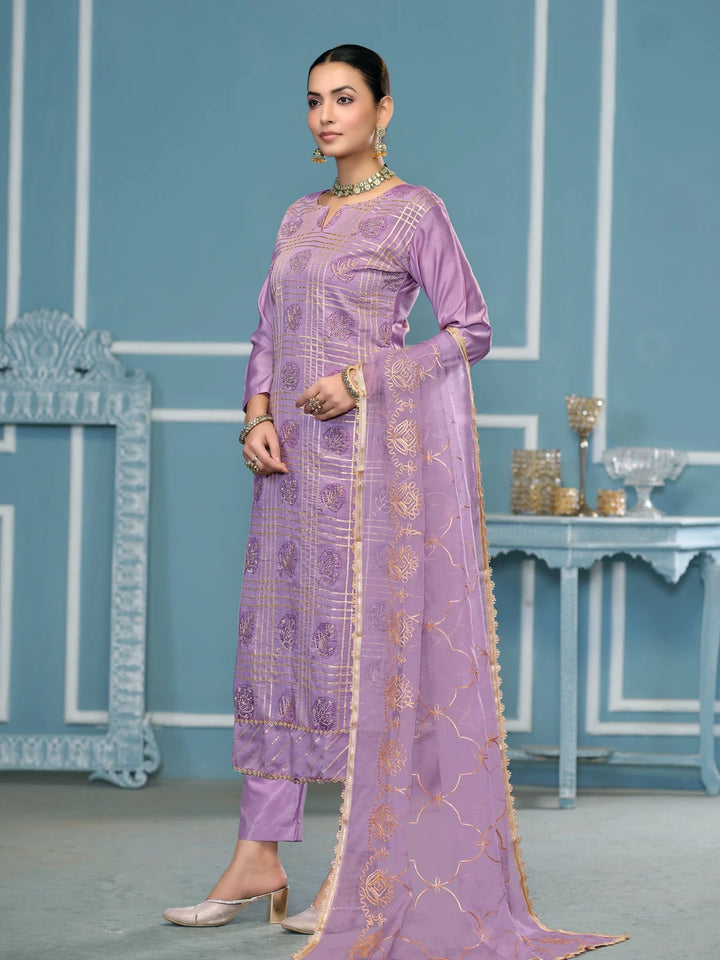 Modern Festive Cotton Salwar Suit | Embroidered Kameez with Soft Nazmin Dupatta