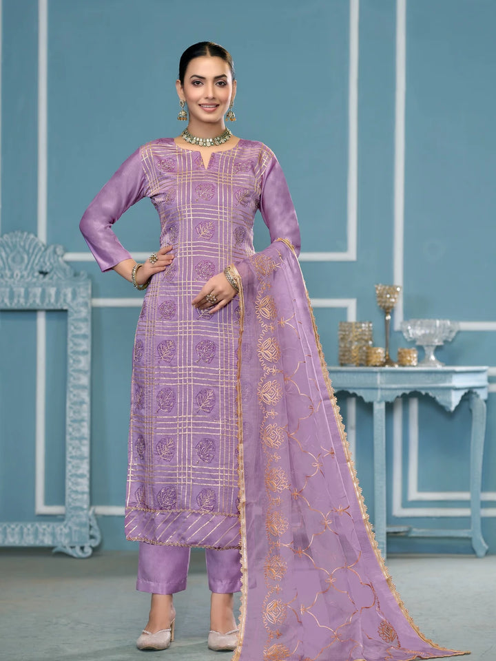 Modern Festive Cotton Salwar Suit | Embroidered Kameez with Soft Nazmin Dupatta