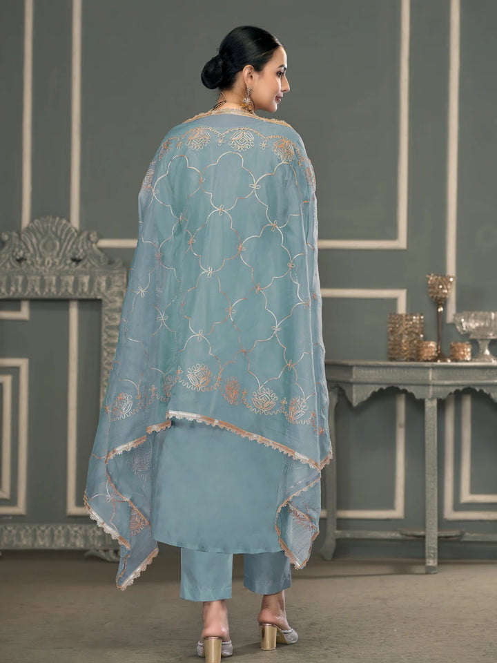 Modern Festive Cotton Salwar Suit | Embroidered Kameez with Soft Nazmin Dupatta