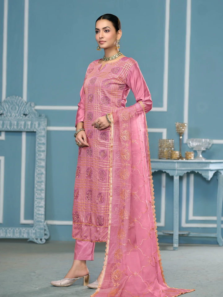Modern Festive Cotton Salwar Suit | Embroidered Kameez with Soft Nazmin Dupatta