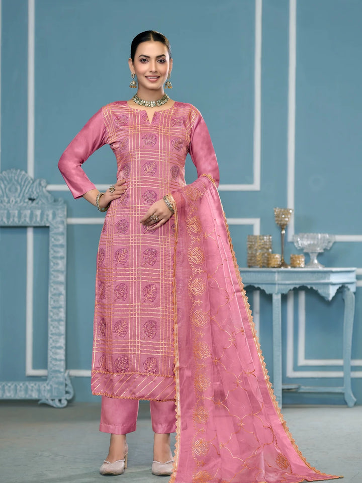 Modern Festive Cotton Salwar Suit | Embroidered Kameez with Soft Nazmin Dupatta