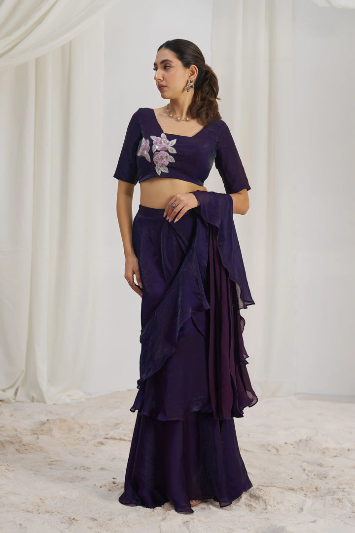 Trendy Organza Saree for Festive Look | Designer Hand Work Style
