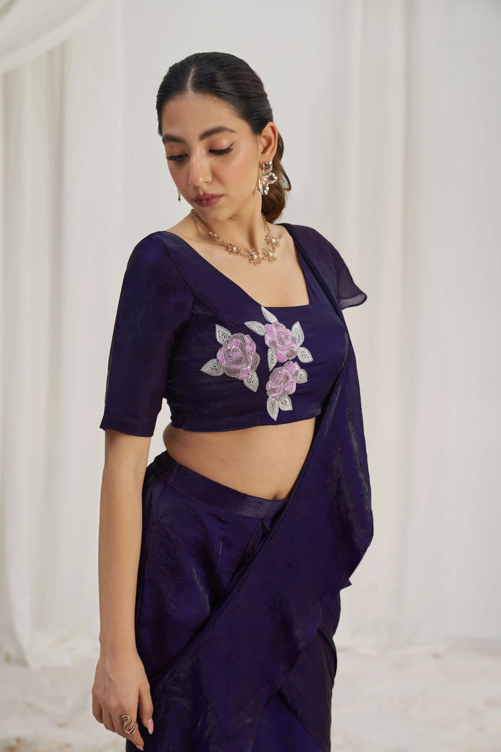 Trendy Organza Saree for Festive Look | Designer Hand Work Style