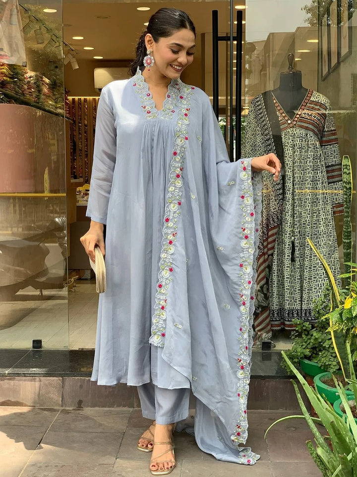 Exquisite Embroidered Viscose Chinon Salwar Suit | Perfect for Occasions
