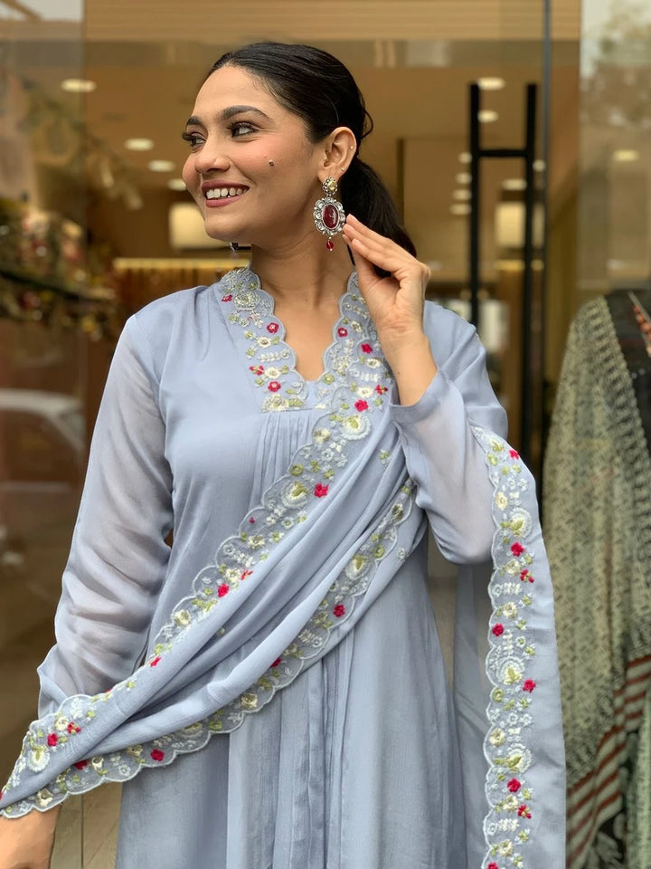 Exquisite Embroidered Viscose Chinon Salwar Suit | Perfect for Occasions
