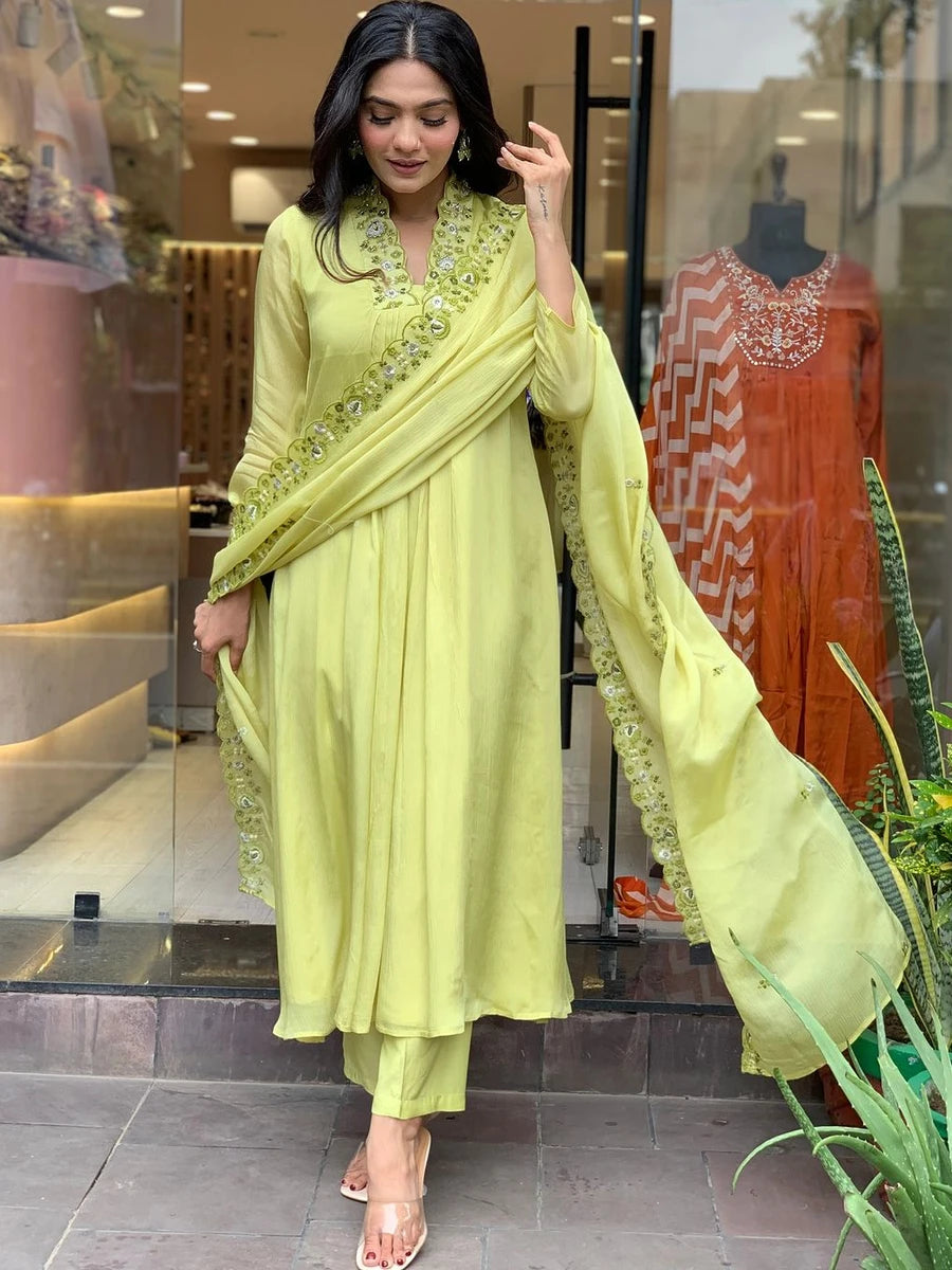 Exquisite Embroidered Viscose Chinon Salwar Suit | Perfect for Occasions