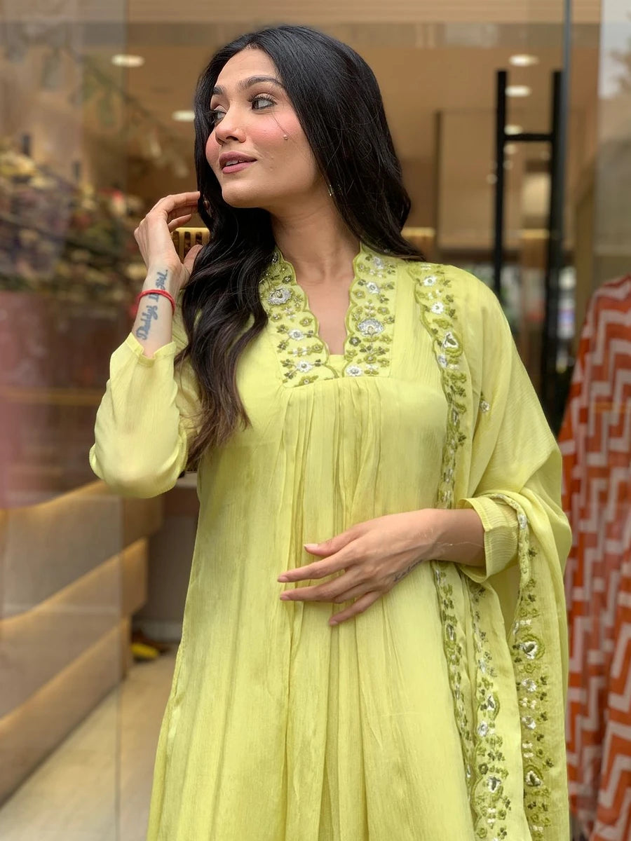 Exquisite Embroidered Viscose Chinon Salwar Suit | Perfect for Occasions