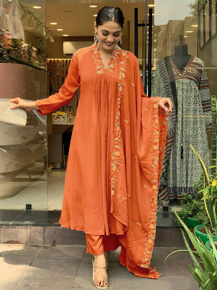 Exquisite Embroidered Viscose Chinon Salwar Suit | Perfect for Occasions