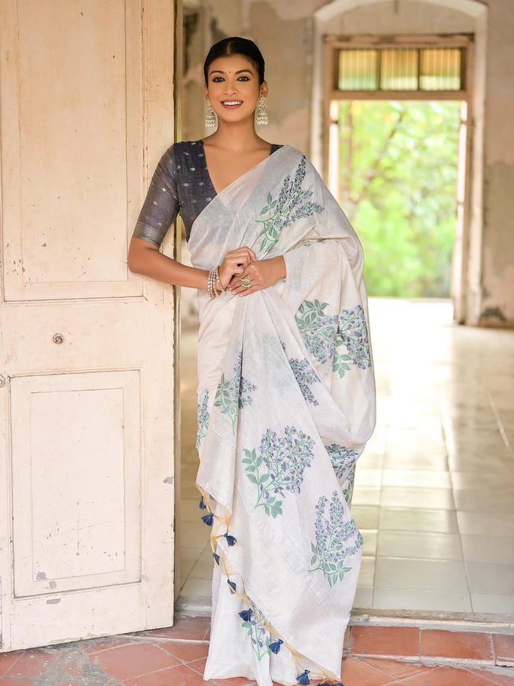 Cotton Floral Weaving Designer Saree with Blouse Fabric