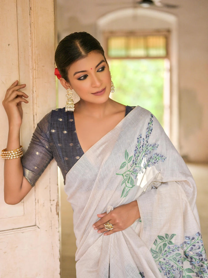 Cotton Floral Weaving Designer Saree with Blouse Fabric