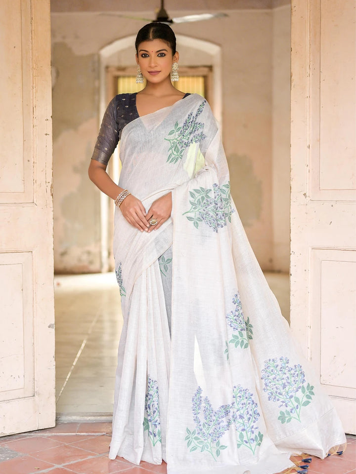 Cotton Floral Weaving Designer Saree with Blouse Fabric