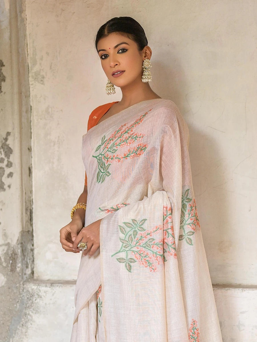 Cotton Floral Weaving Designer Saree with Blouse Fabric
