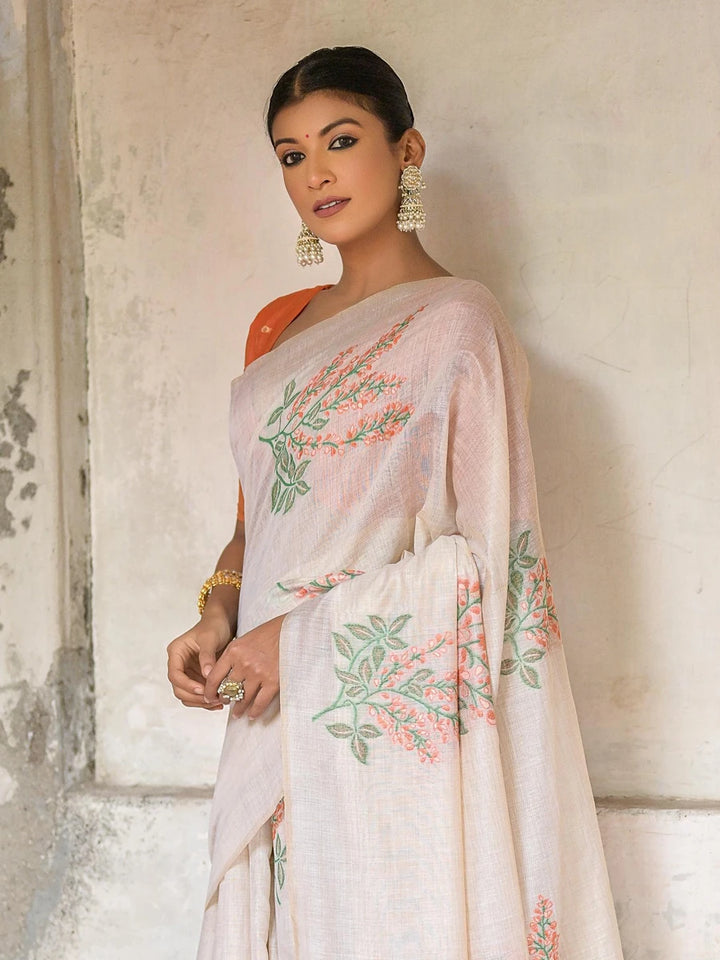 Cotton Floral Weaving Designer Saree with Blouse Fabric