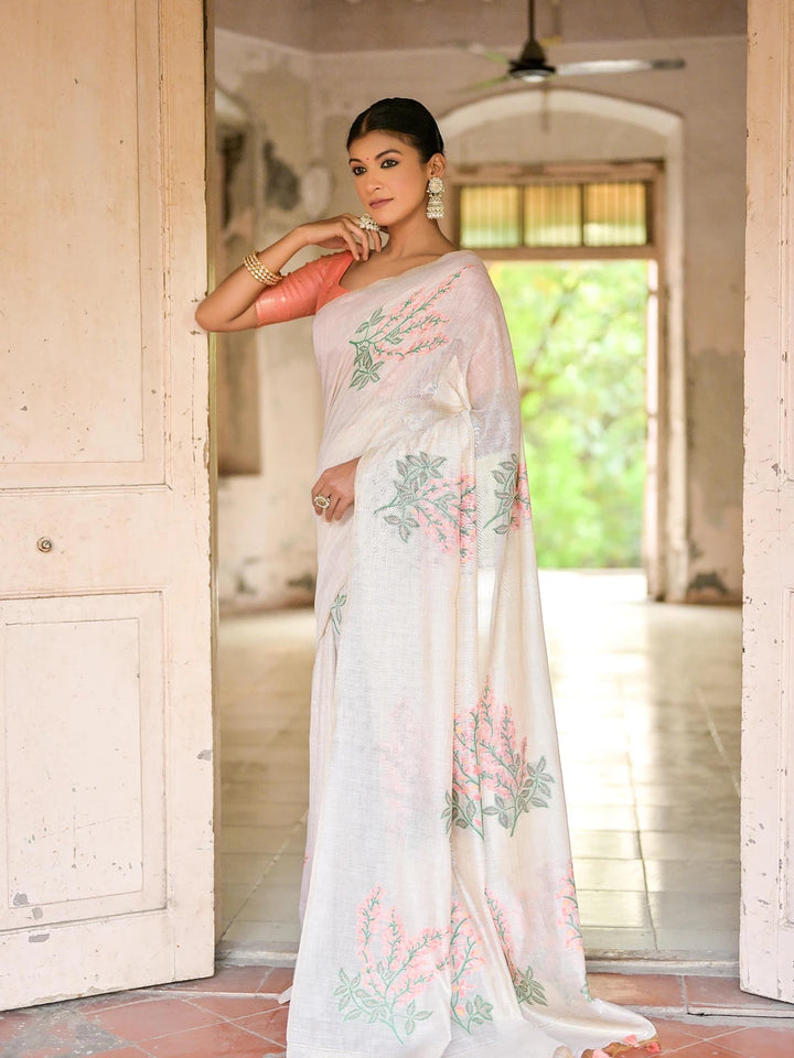 Cotton Floral Weaving Designer Saree with Blouse Fabric
