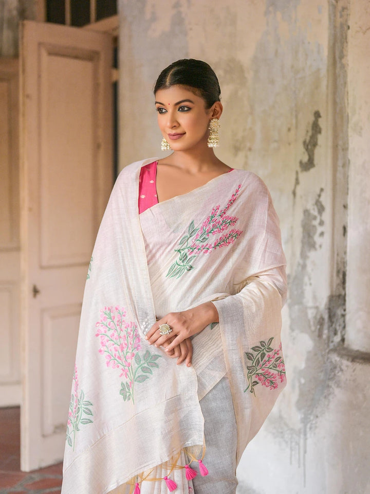 Cotton Floral Weaving Designer Saree with Blouse Fabric