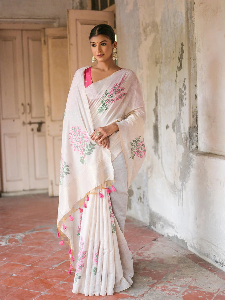 Cotton Floral Weaving Designer Saree with Blouse Fabric