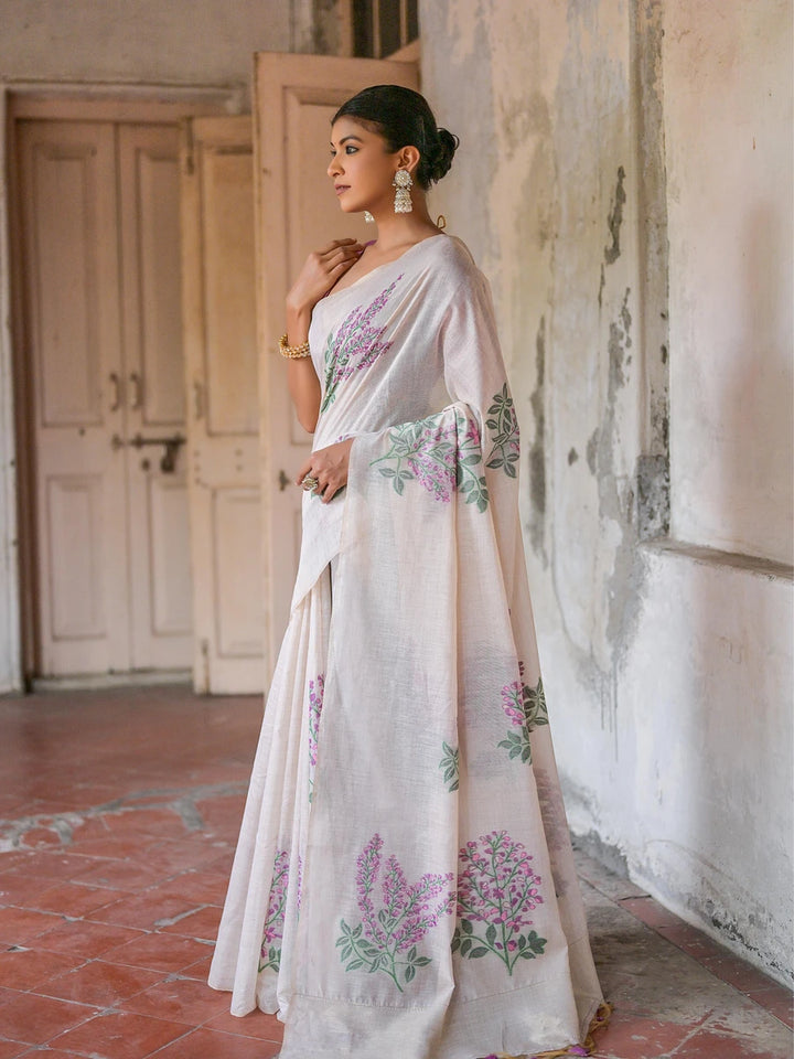 Cotton Floral Weaving Designer Saree with Blouse Fabric