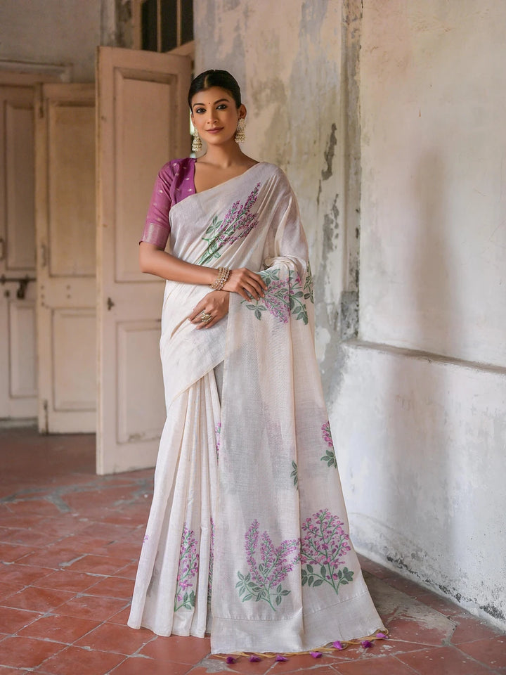 Cotton Floral Weaving Designer Saree with Blouse Fabric