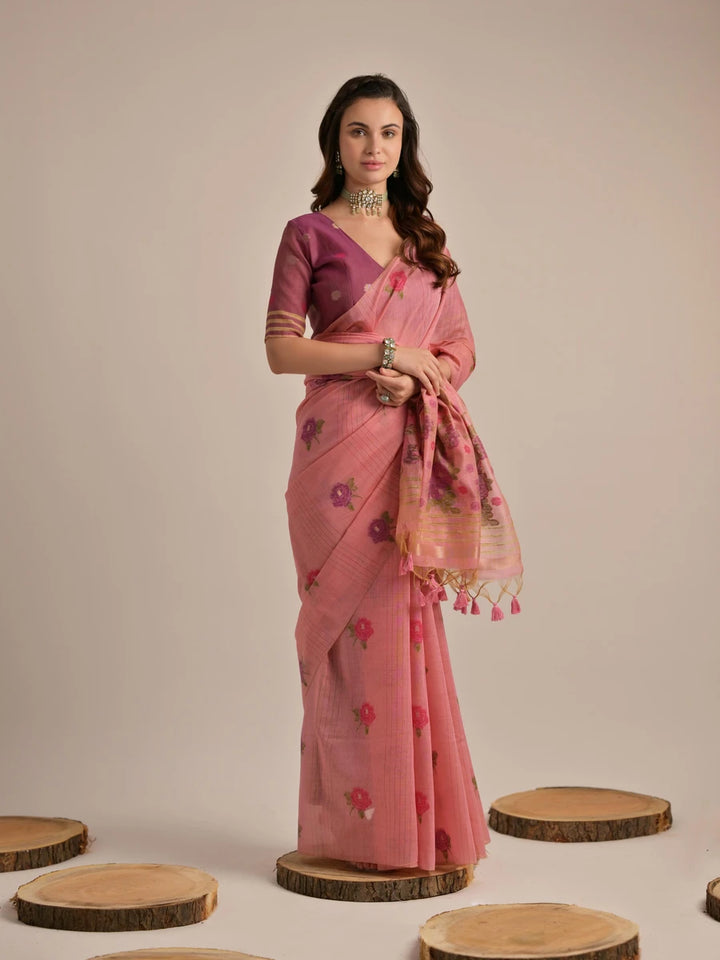 Designer Cotton Saree with Multi-Floral Weaving Work – Perfect for Festive Occasions