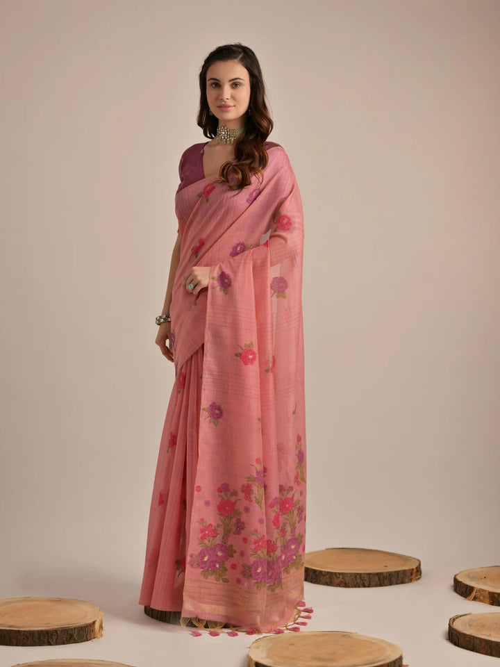 Designer Cotton Saree with Multi-Floral Weaving Work – Perfect for Festive Occasions
