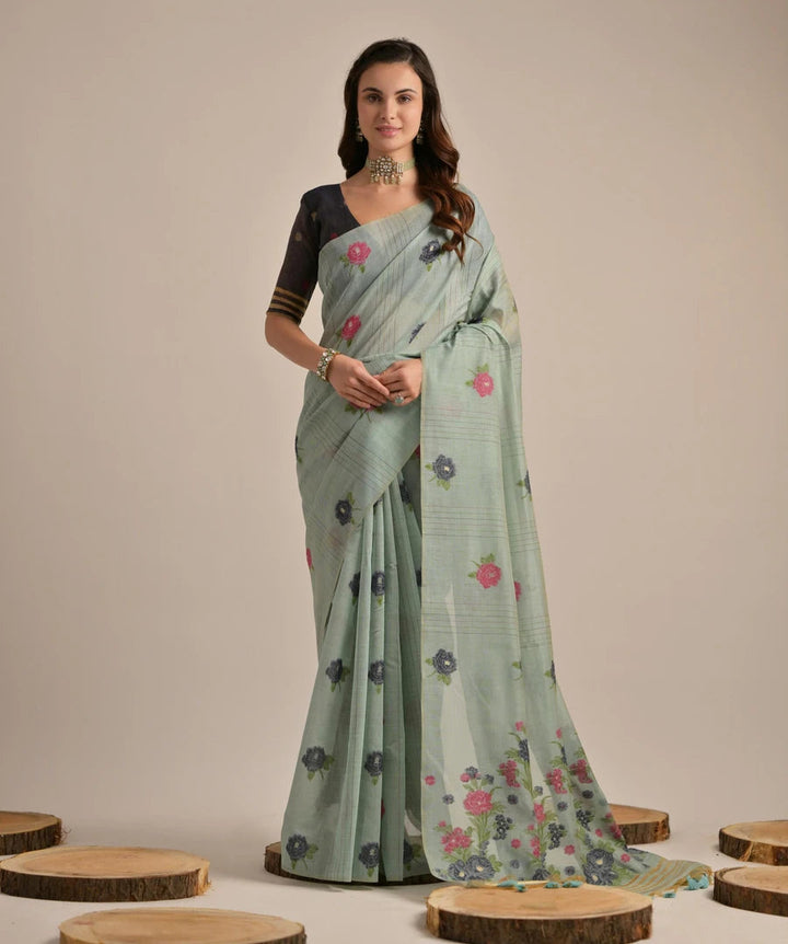 Designer Cotton Saree with Multi-Floral Weaving Work – Perfect for Festive Occasions