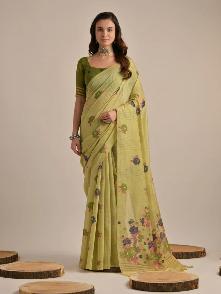 Designer Cotton Saree with Multi-Floral Weaving Work – Perfect for Festive Occasions