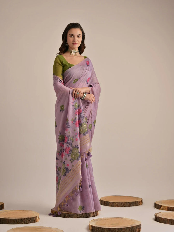 Designer Cotton Saree with Multi-Floral Weaving Work – Perfect for Festive Occasions