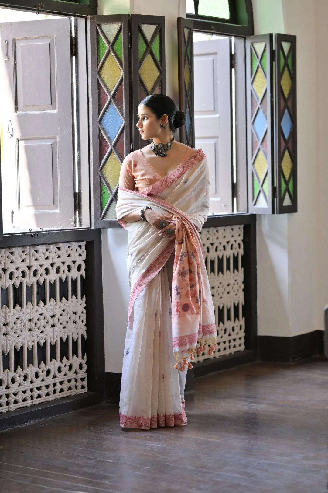 Festive Muga Cotton Saree with Multithread Weaving Work