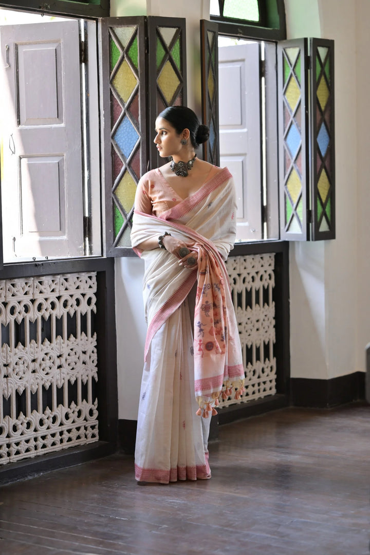Festive Muga Cotton Saree with Multithread Weaving Work