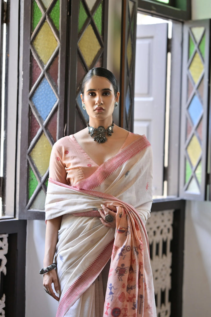 Festive Muga Cotton Saree with Multithread Weaving Work