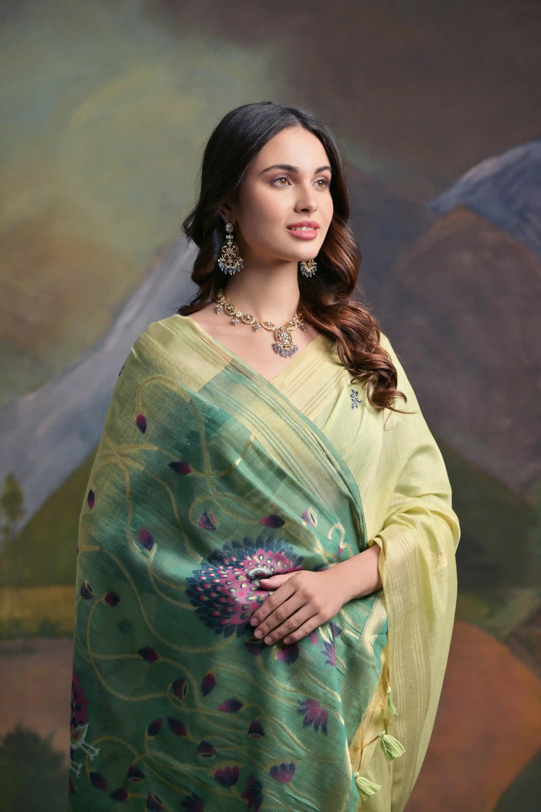 Festive Muga Cotton Saree with Multithread Weaving & Blouse