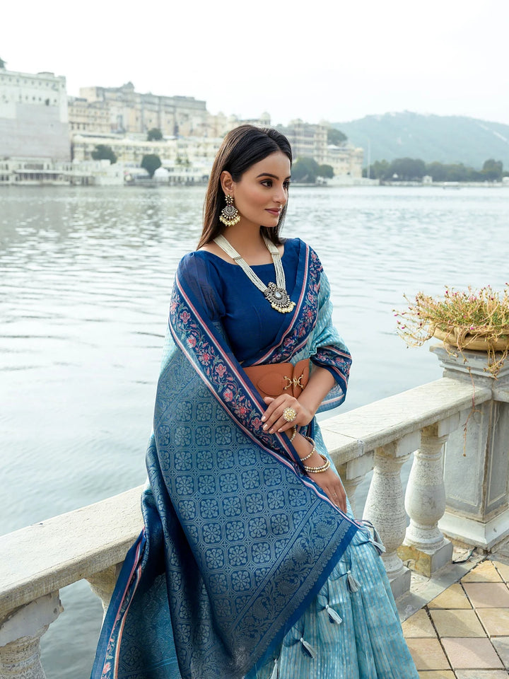 Festive Soft Silk Saree with Rich Woven Jari Pallu & Blouse