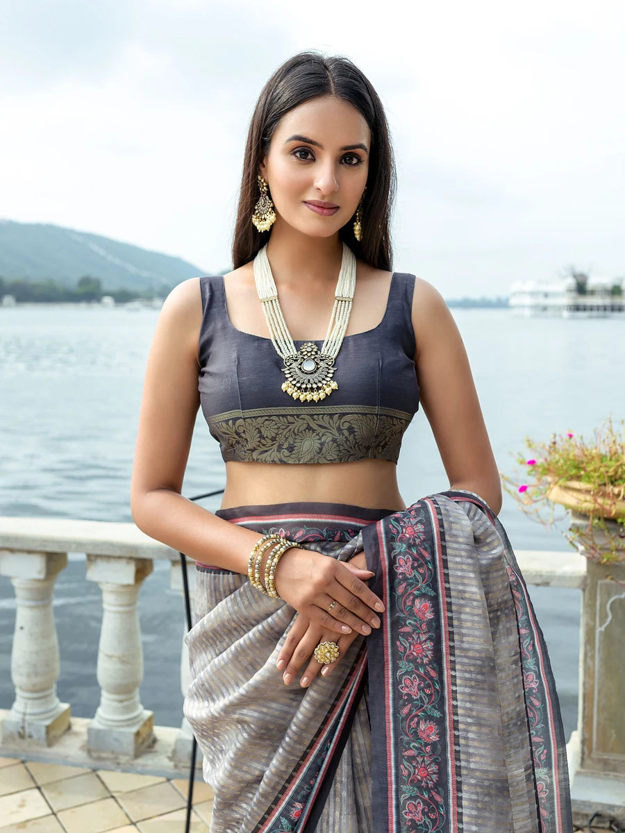 Festive Soft Silk Saree with Rich Woven Jari Pallu & Blouse