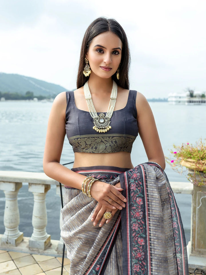 Festive Soft Silk Saree with Rich Woven Jari Pallu & Blouse