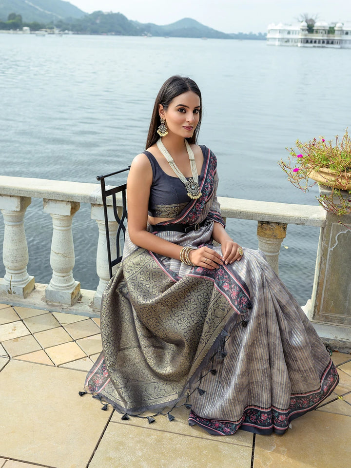 Festive Soft Silk Saree with Rich Woven Jari Pallu & Blouse