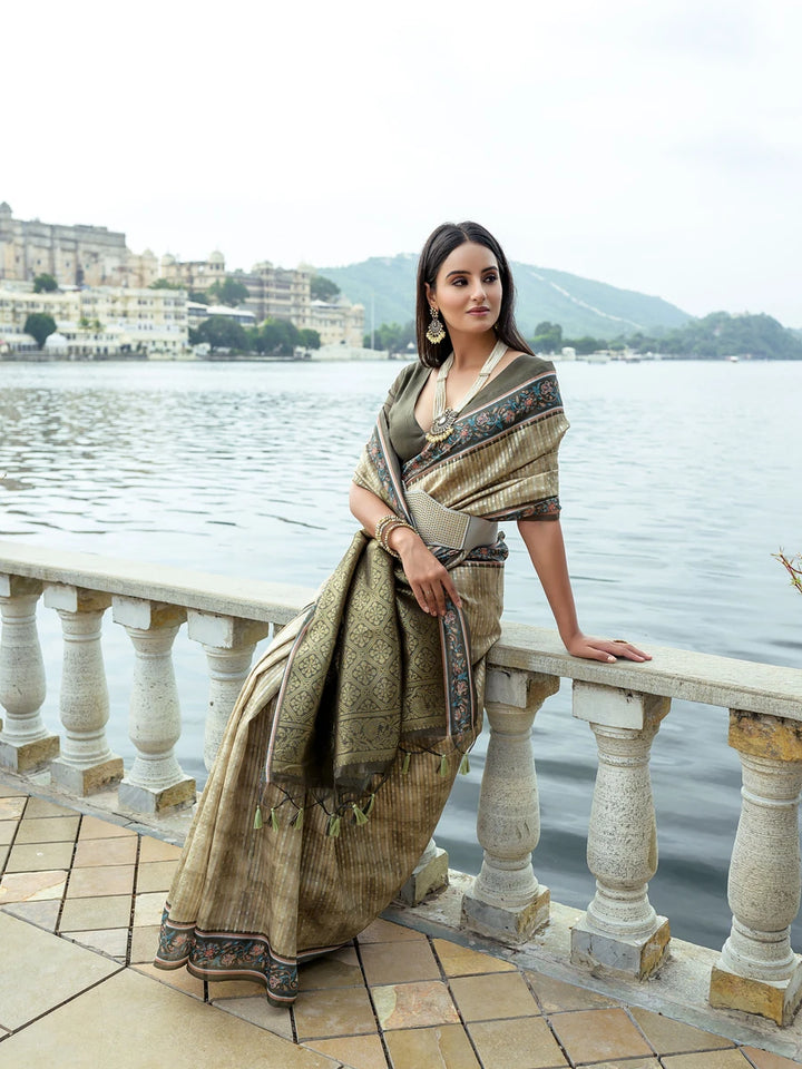 Festive Soft Silk Saree with Rich Woven Jari Pallu & Blouse