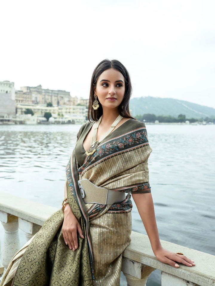 Festive Soft Silk Saree with Rich Woven Jari Pallu & Blouse