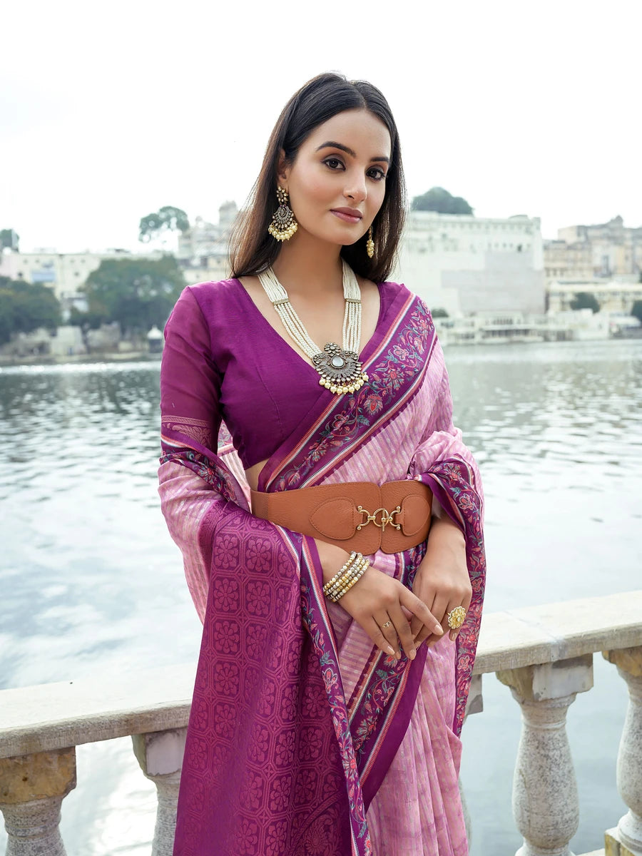 Festive Soft Silk Saree with Rich Woven Jari Pallu & Blouse