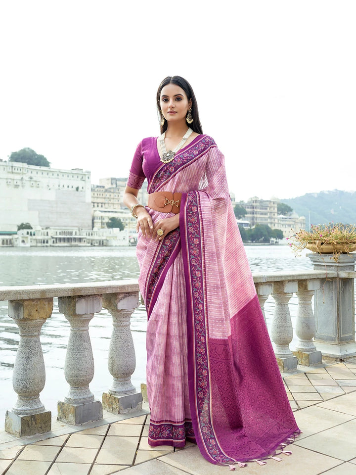 Festive Soft Silk Saree with Rich Woven Jari Pallu & Blouse