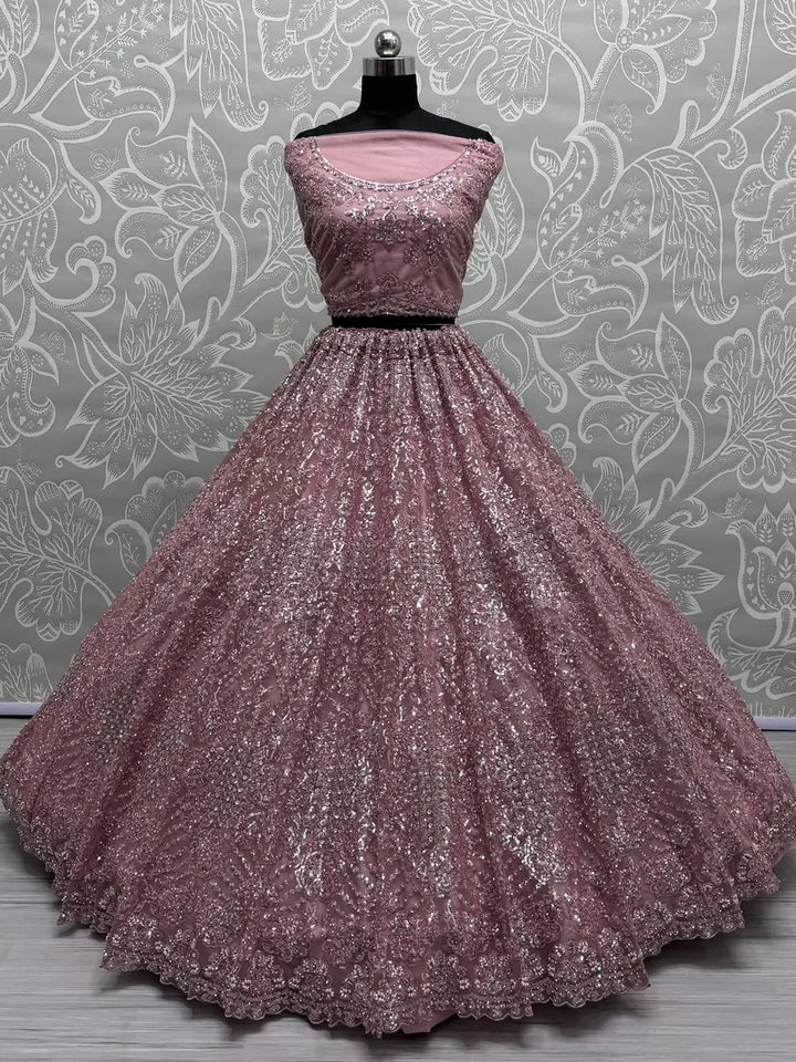 Designer Fancy Net Lehenga Choli | With Blooming Flower & Zircon Work