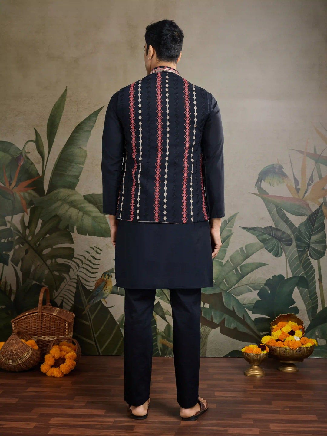 Viscose Silk Kurta Jacket Set with Multy Thread Embroidery