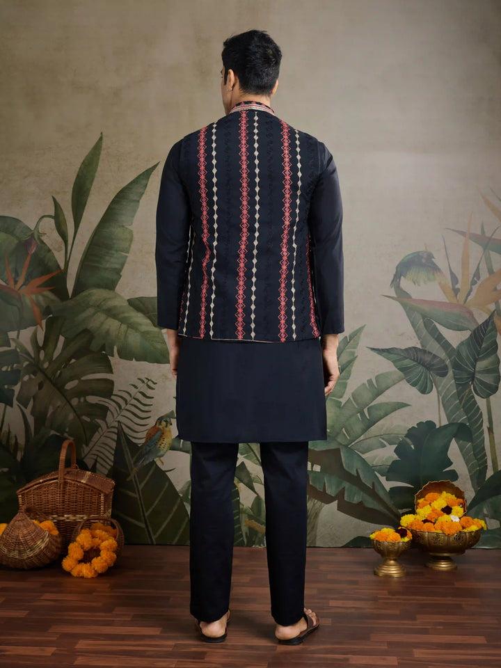 Viscose Silk Kurta Jacket Set with Multy Thread Embroidery