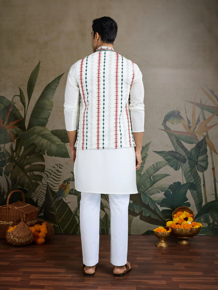Viscose Silk Kurta Jacket Set with Multy Thread Embroidery