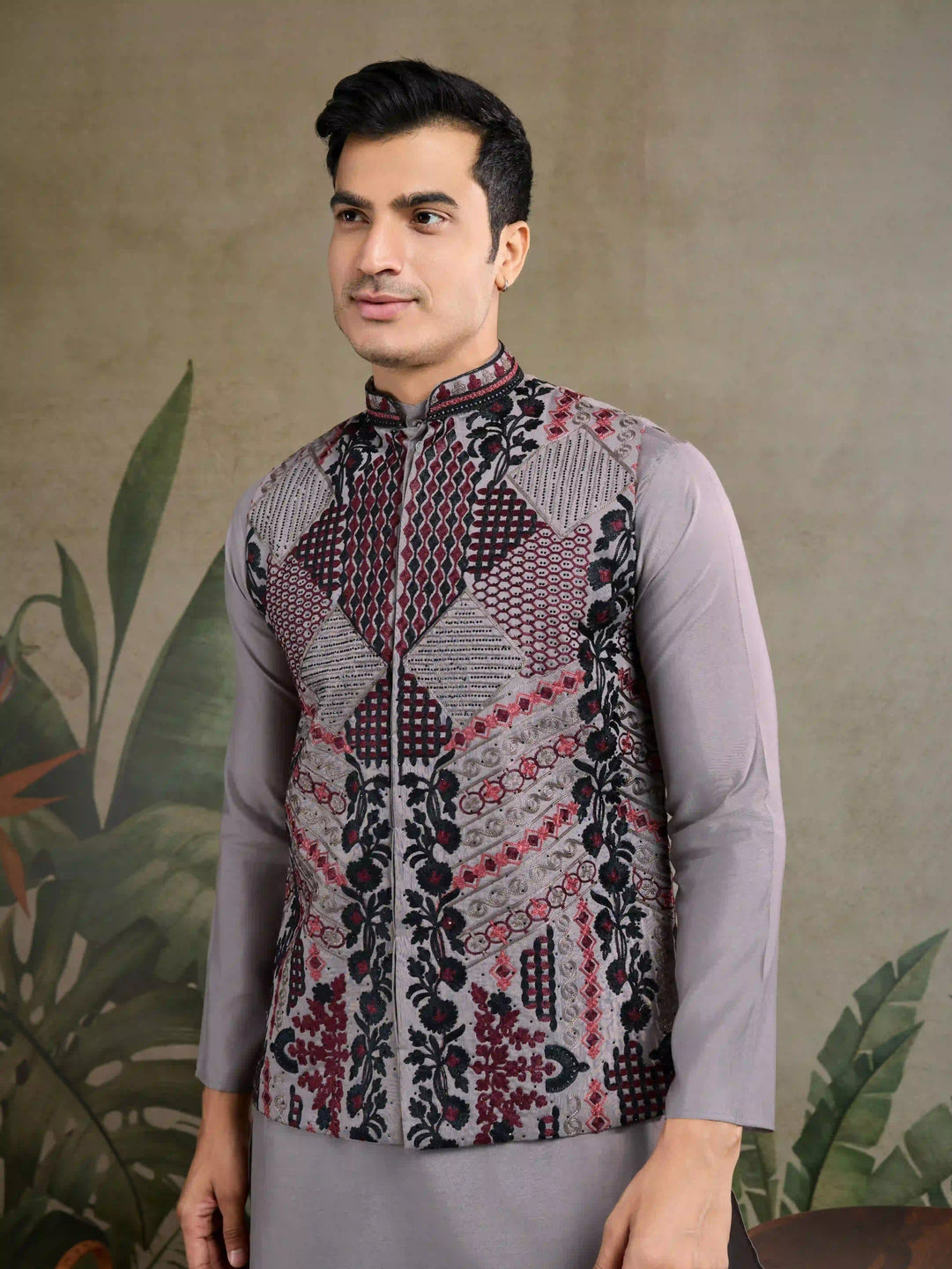 Viscose Silk Kurta Jacket Set with Multy Thread Embroidery