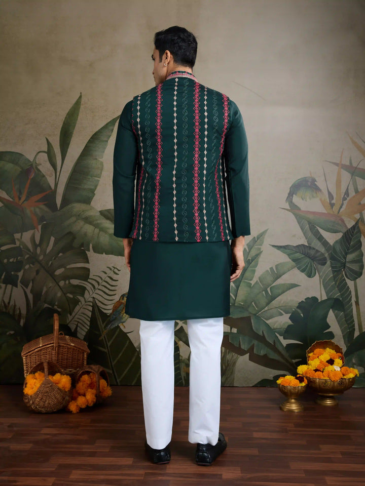 Viscose Silk Kurta Jacket Set with Multy Thread Embroidery