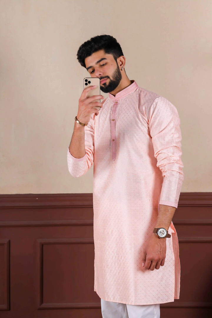 Men's Festive Art Silk Kurta Set with Stylish Embroidery