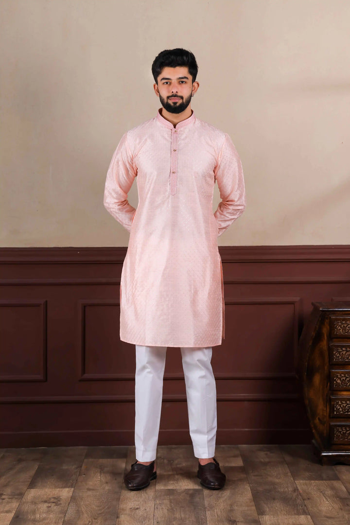Men's Festive Art Silk Kurta Set with Stylish Embroidery
