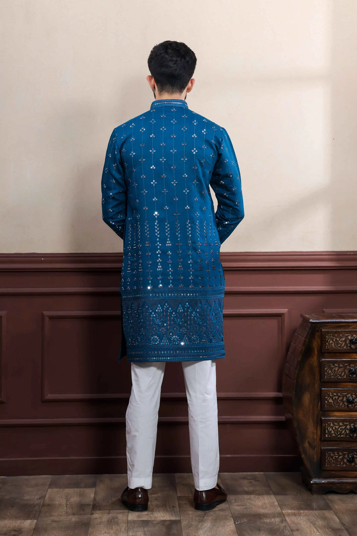 Viscose Kurta with Art Silk Bottom – Embroidered Elegance