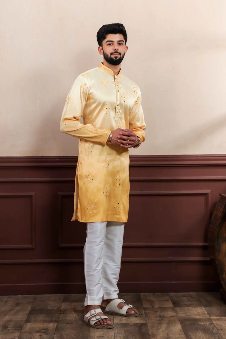 Yellow Art Silk Kurta Set for Festive and Wedding Wear