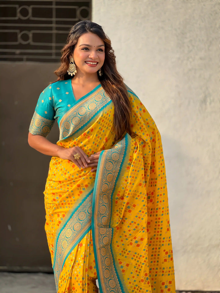 Luxurious Ikkat Weaving Meenakari Saree in Premium Patola Silk